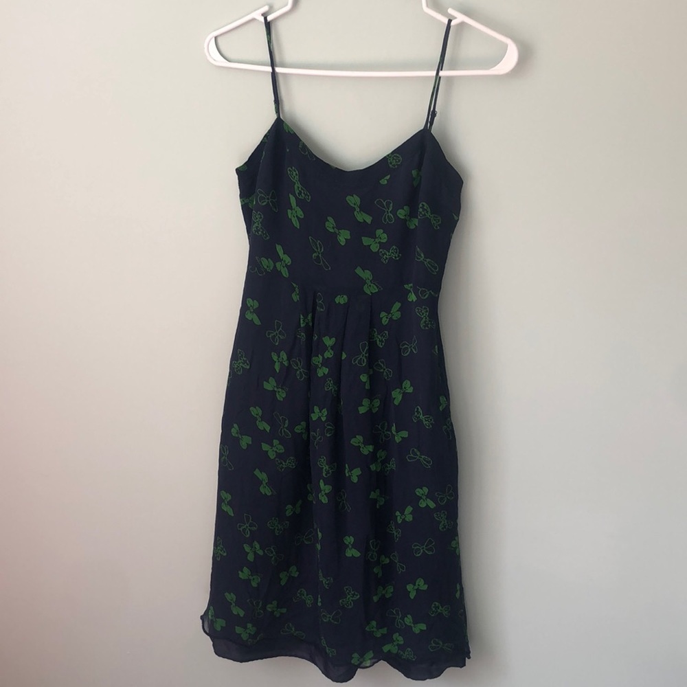 Juicy Couture Navy Green Bow Spaghetti Strap Dress